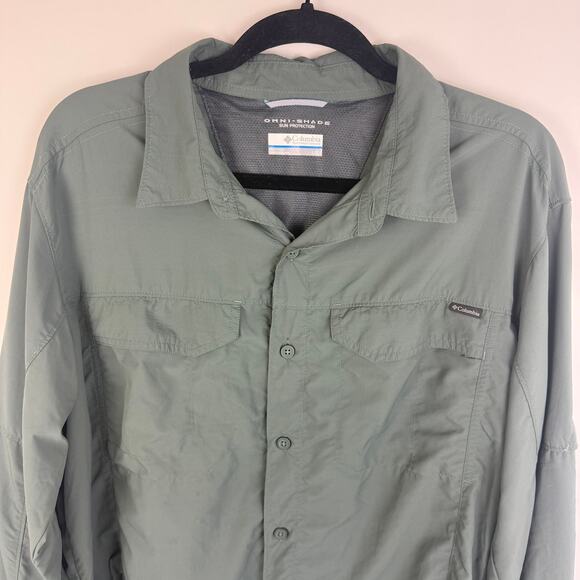 Columbia Mens Omni-Shade Sun Protection Long Sleeve Button-Up Green Shirt Large - Picture 3 of 12